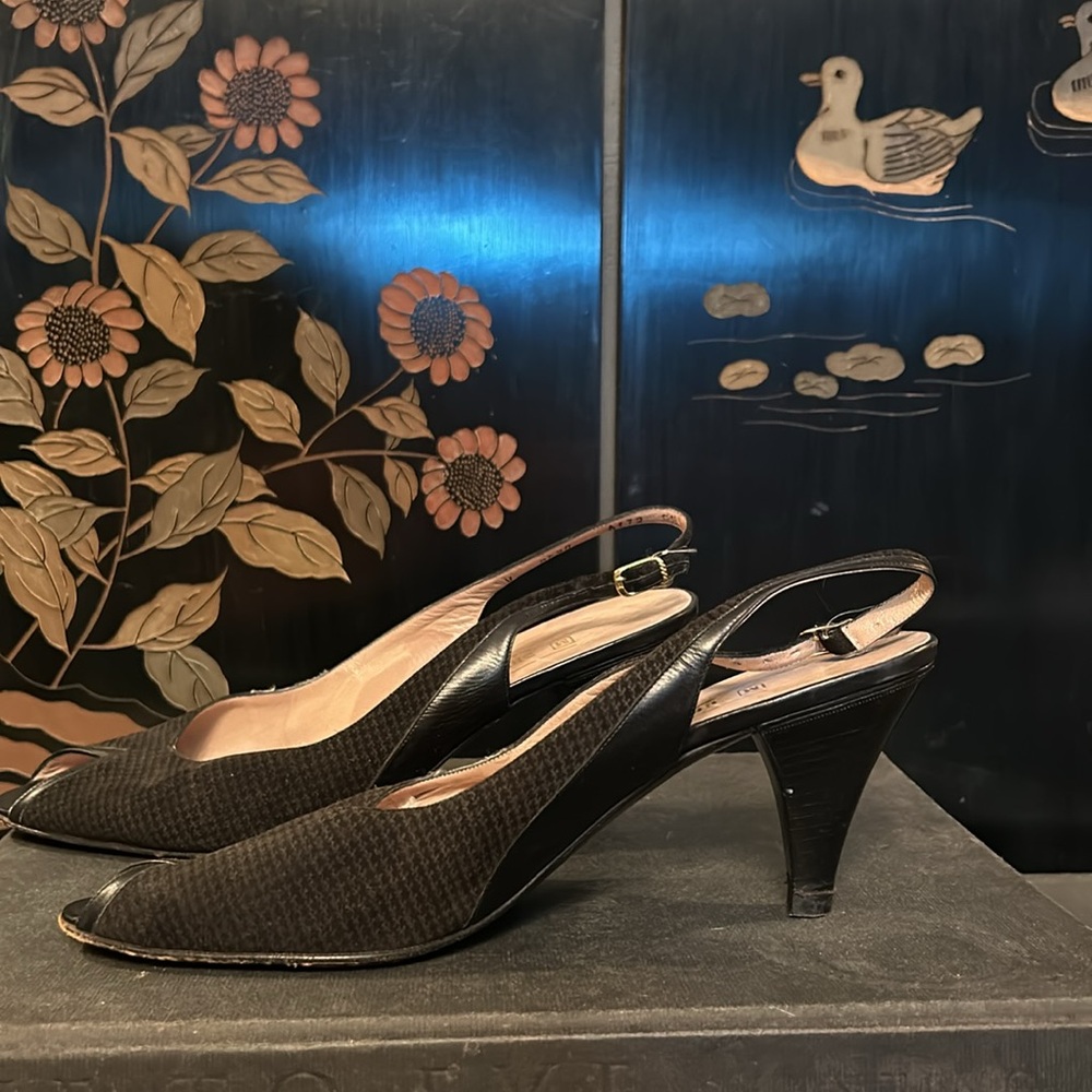 Vintage Bruno Magli black slingback heels size 9.5 - Picture 6 of 17